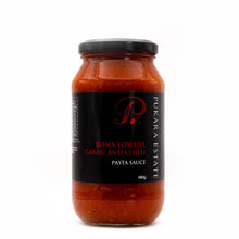 Load image into Gallery viewer, NEW - Pukara Estate Roma Tomato, Garlic & Chilli Pasta Sauce - 480g