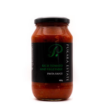 Load image into Gallery viewer, NEW - Pukara Estate Rich Tomato &amp; Vegetable Pasta Sauce - 480g
