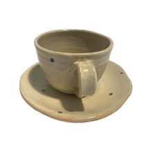 Load image into Gallery viewer, Shigaraki Coffee Cup &amp; Saucer (White with Blue Spots)
