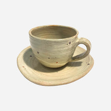 Load image into Gallery viewer, Shigaraki Coffee Cup &amp; Saucer (White with Red Spots)
